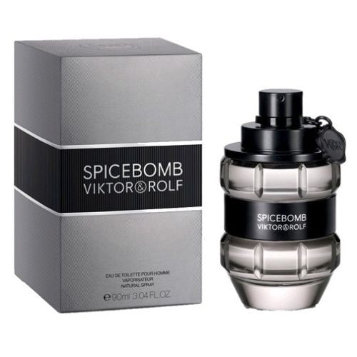 Viktor & Rolf Spicebomb perfume bottle and packaging on a white background